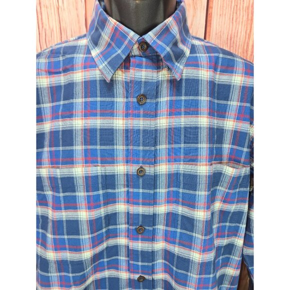 Orvis Mens Blue Plaid 100% Cotton Long Sleeve Shirt Medium - Picture 3 of 7